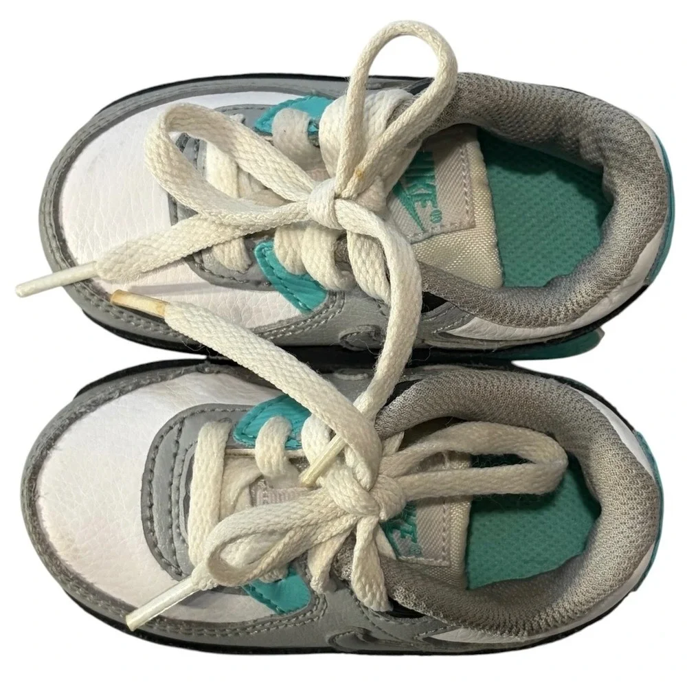 Nike Air Max 90 Toddler 4C White Aurora Green Grey CD6868-102 Sneaker‎